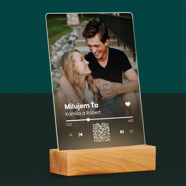 Fotografia A Podpis: Vaša Pesnička Qr Kód - Tlač Na Akrylové Sklo
