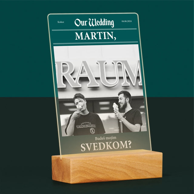 Fotografia A Podpis: Naša Svadba Svedok - Tlač Na Akrylové Sklo