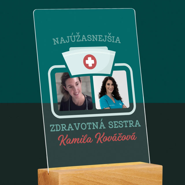 Fotokoláž: Najúžasnejšia Zdravotná Sestra - Tlač Na Akrylové Sklo (Vertikálne)