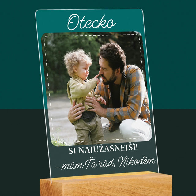 Fotografia A Podpis: Najúžasnejší Otec - Tlač Na Akrylové Sklo (Vertikálne)