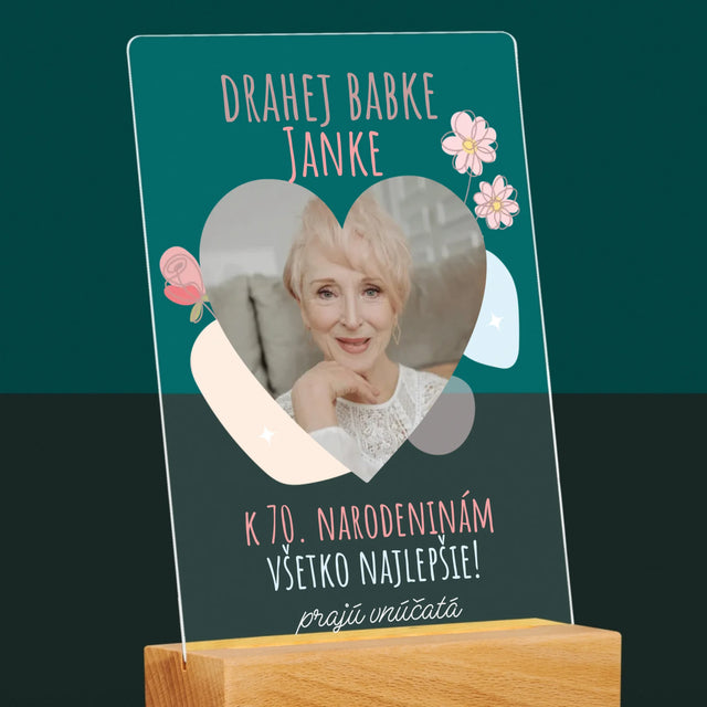 Fotografia A Podpis: Drahej Babke K Narodeninám - Tlač Na Akrylové Sklo