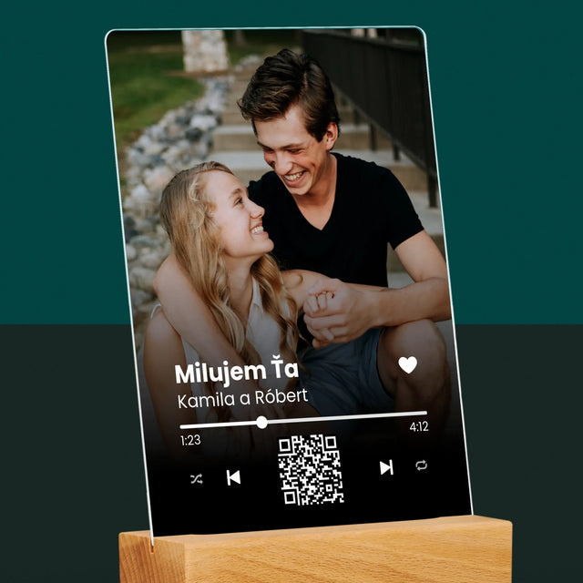 Fotografia A Podpis: Vaša Pesnička Qr Kód - Tlač Na Akrylové Sklo