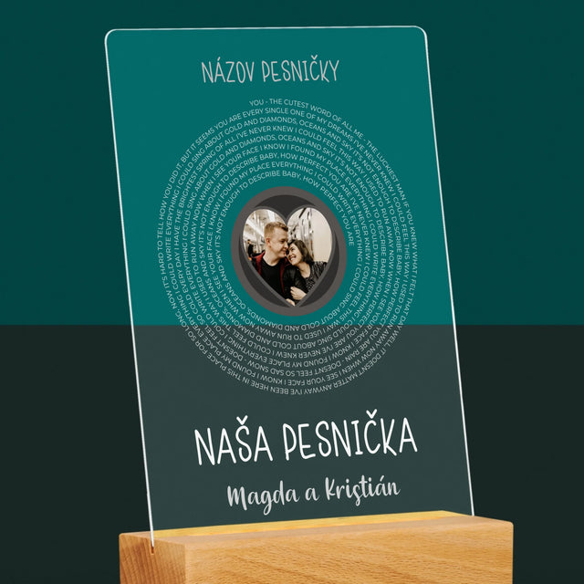 Fotografia A Podpis: Naša Pesnička S Textom - Tlač Na Akrylové Sklo