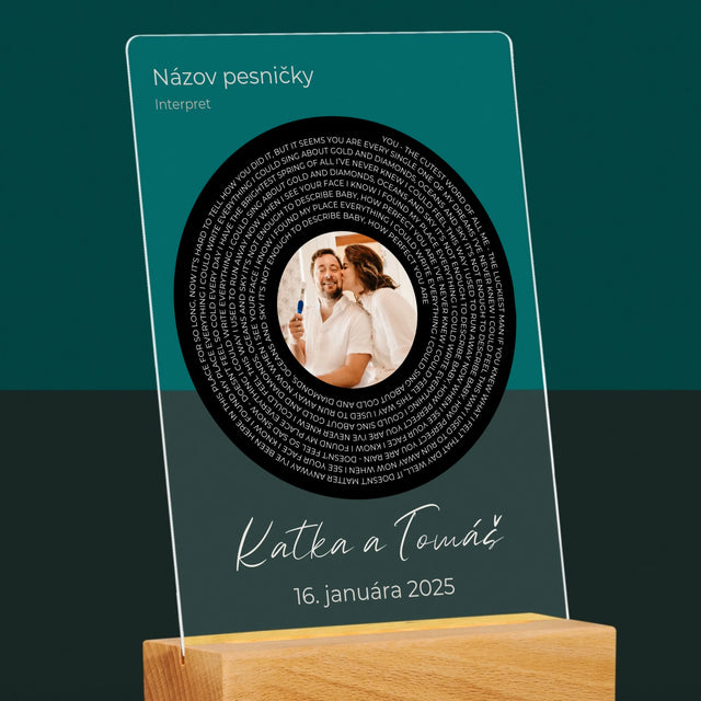 Fotografia A Podpis: Text Pesničky S Tvojou Fotografiou - Tlač Na Akrylové Sklo