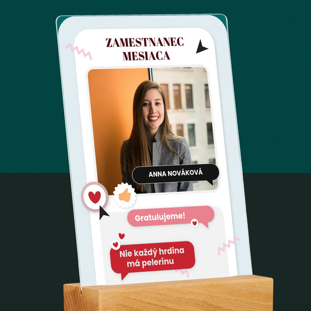 Fotografia A Podpis: Zamestnanec Mesiaca - Tlač Na Akrylové Sklo