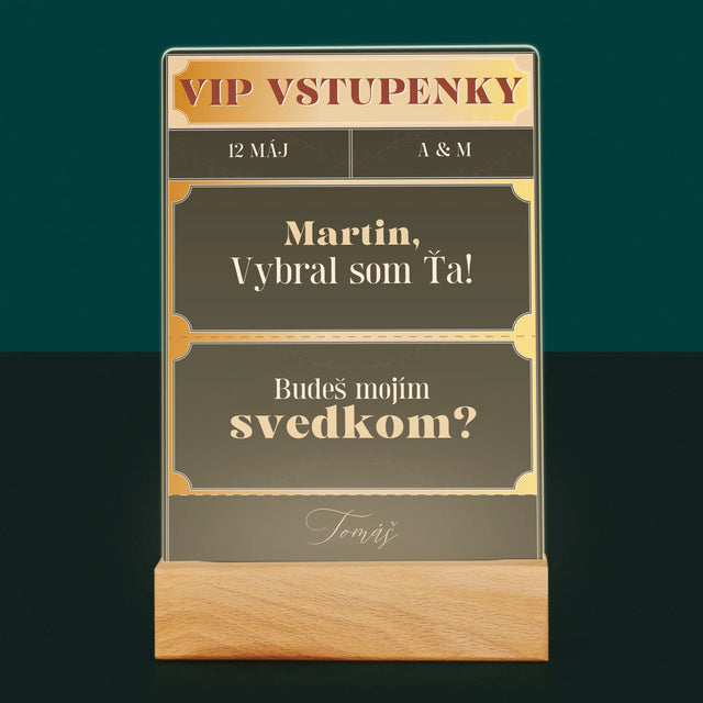 Meno A Podpis: Vip Vstupenky Svedok - Tlač Na Akrylové Sklo (Vertikálne)