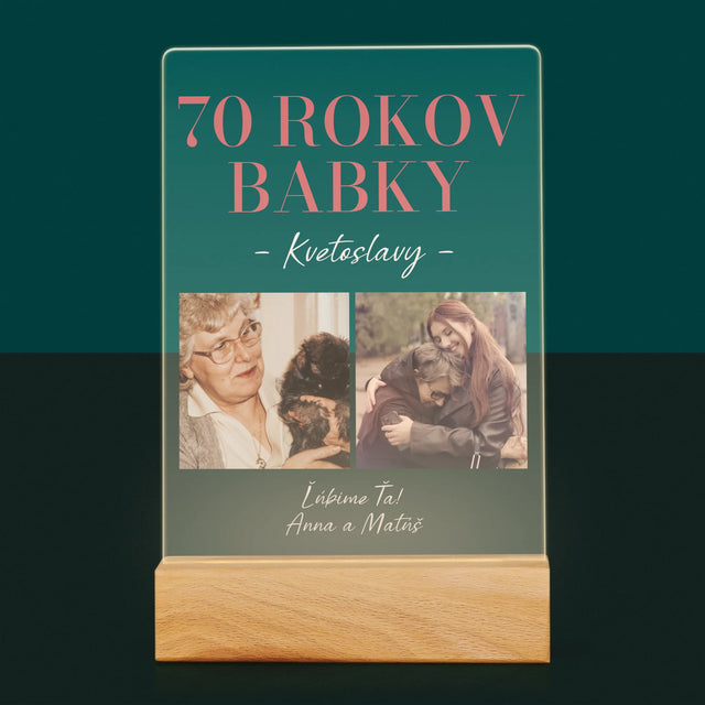 Fotokoláž: 70 Rokov Babky - Tlač Na Akrylové Sklo