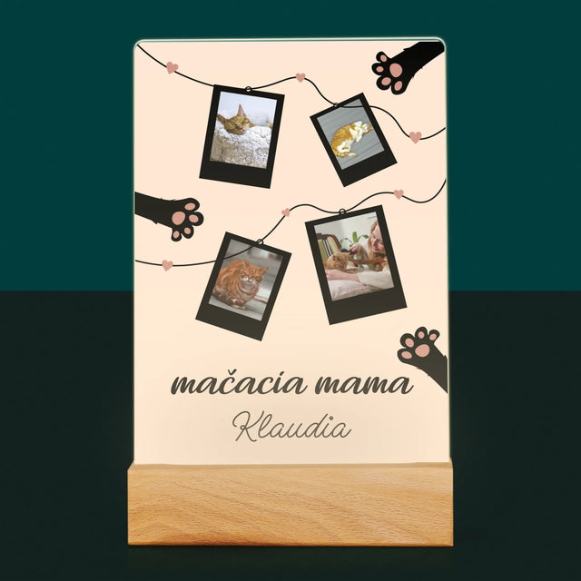 Fotokoláž: Mačacia Mama Polaroidy - Tlač Na Akrylové Sklo