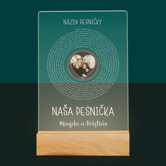 Fotografia A Podpis: Naša Pesnička S Textom - Tlač Na Akrylové Sklo
