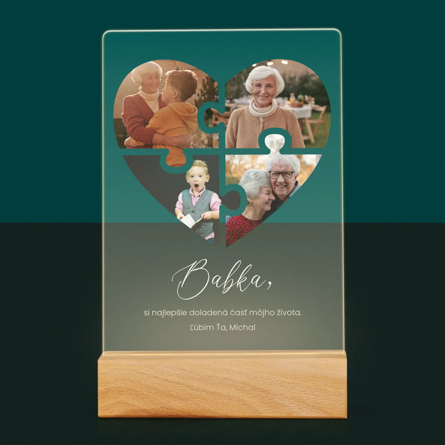Fotokoláž: Puzzle Srdce Pre Babku - Tlač Na Akrylové Sklo