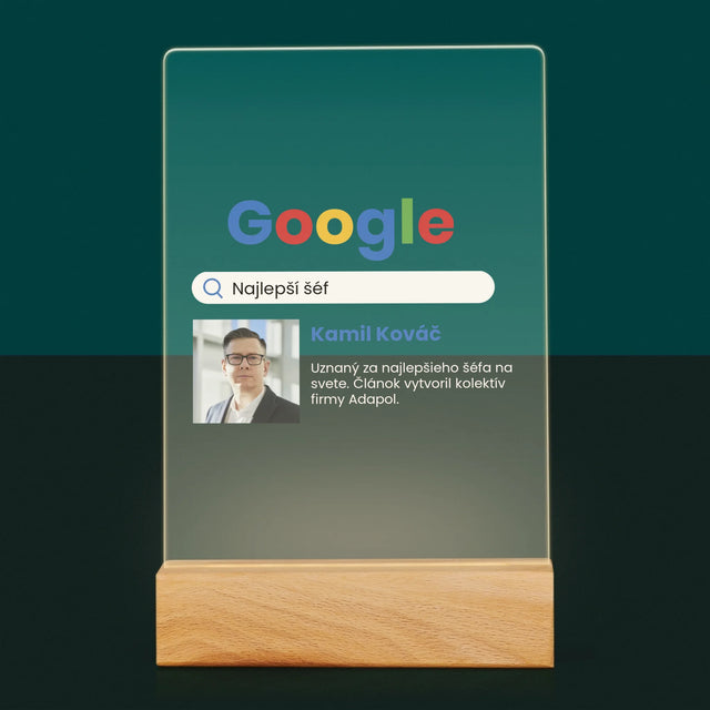 Fotografia A Podpis: Najlepší Šéf Výsledky Google - Tlač Na Akrylové Sklo