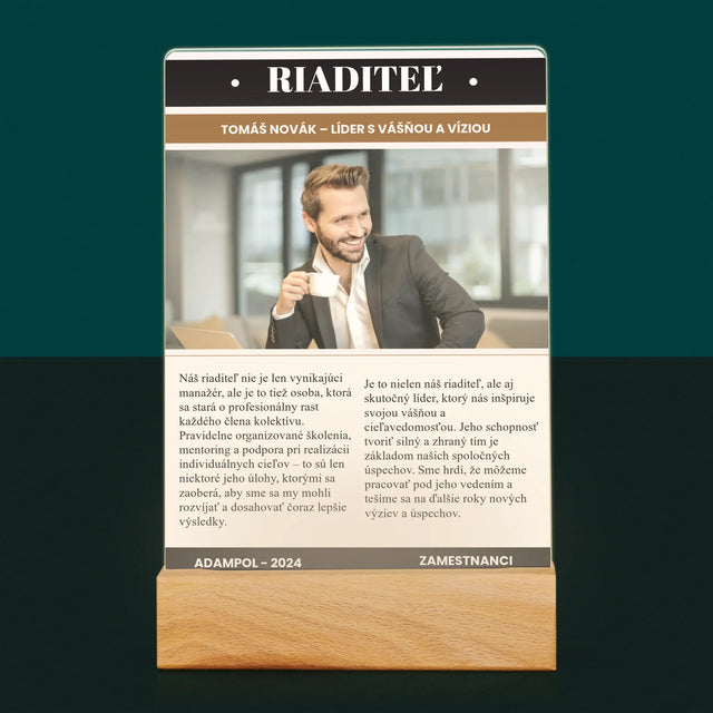 Obálka Časopisu: Riaditeľ - Tlač Na Akrylové Sklo