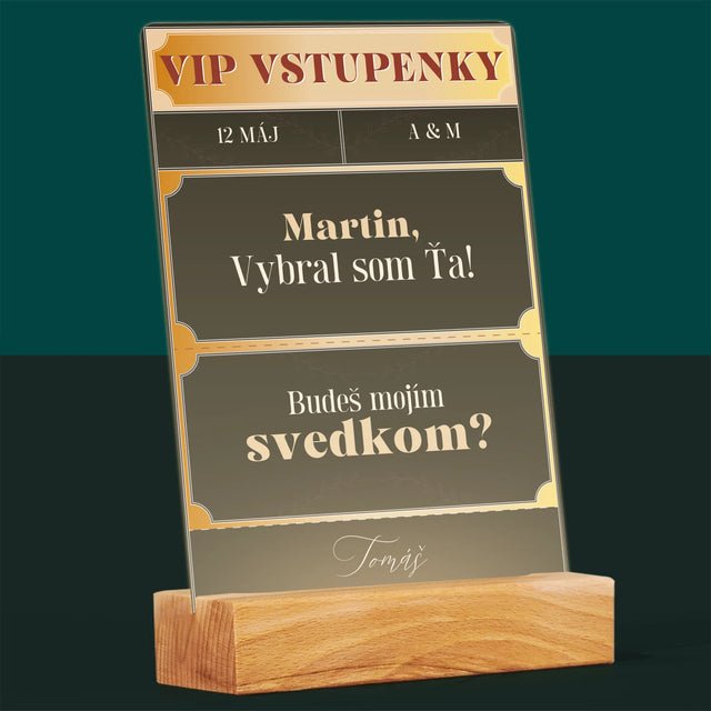 Meno A Podpis: Vip Vstupenky Svedok - Tlač Na Akrylové Sklo (Vertikálne)