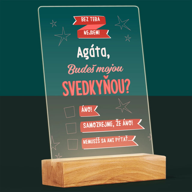 Meno A Podpis: Bez Teba Nejdem - Tlač Na Akrylové Sklo (Vertikálne)