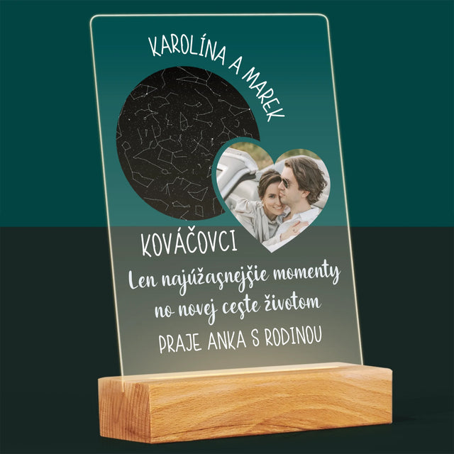 Mapa Hviezd: Nová Cesta Životom Svadba - Tlač Na Akrylové Sklo (Vertikálne)