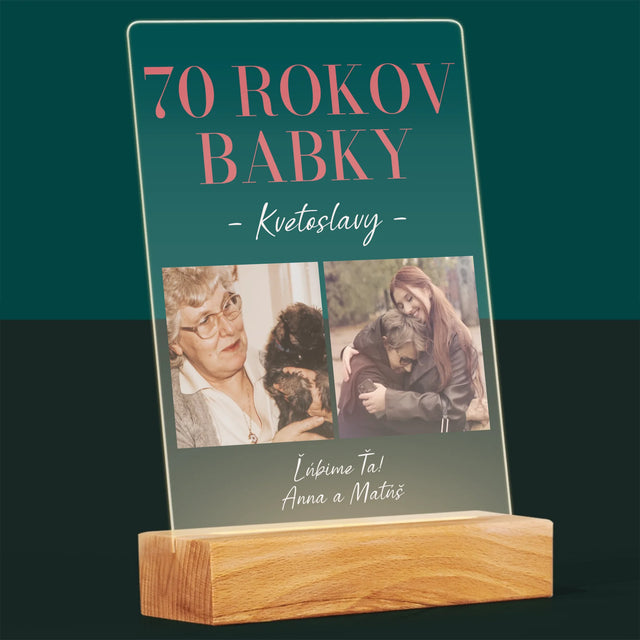Fotokoláž: 70 Rokov Babky - Tlač Na Akrylové Sklo