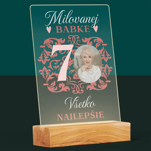 Fotografia A Podpis: Milovanej Babke, Všetko Najlepšie - Tlač Na Akrylové Sklo