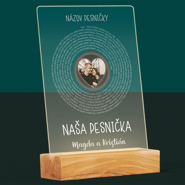 Fotografia A Podpis: Naša Pesnička S Textom - Tlač Na Akrylové Sklo