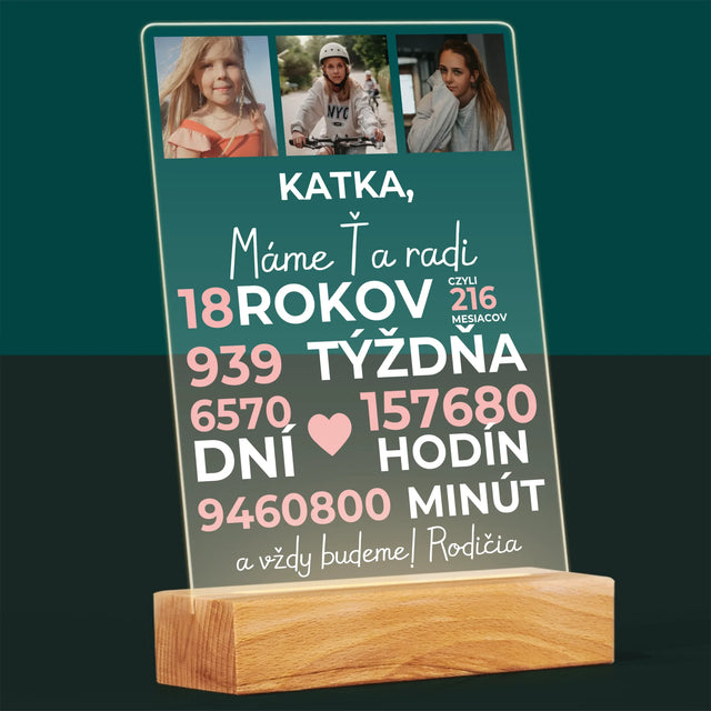Fotokoláž: Máme Ťa Radi 18 Rokov - Tlač Na Akrylové Sklo