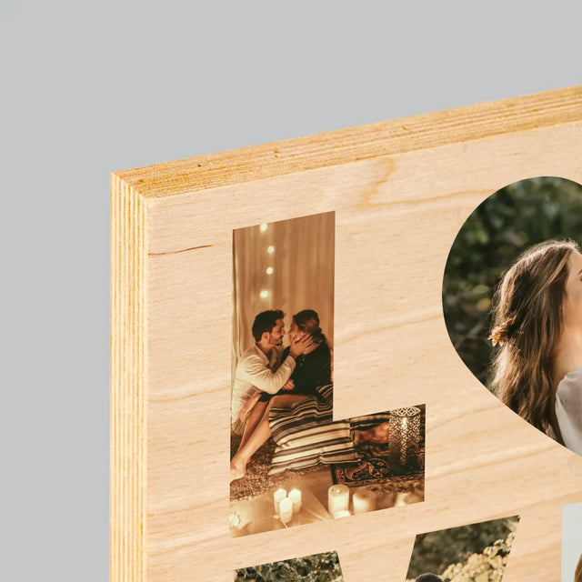 Slovo Z Fotografií: Love Z Tvojich Fotografií - Tlač Na Drevo (Vertikálne)