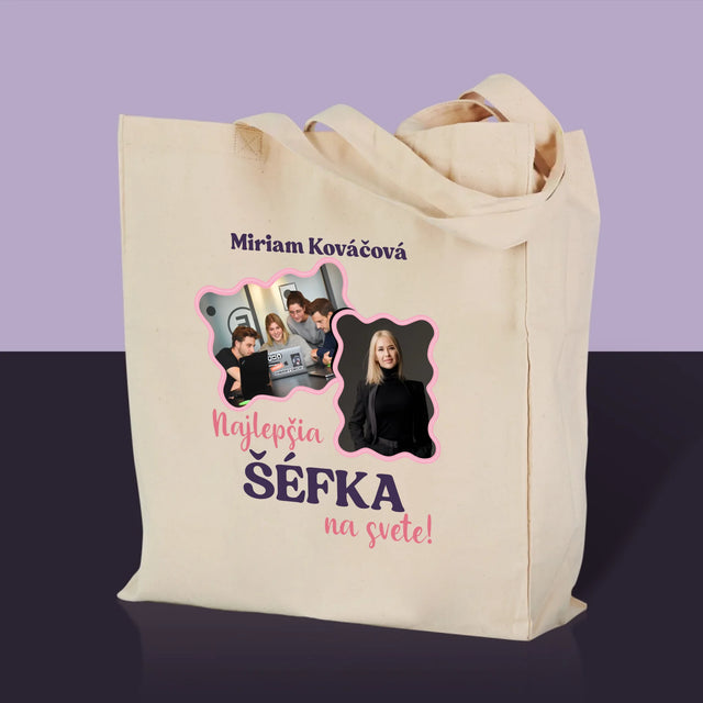 Fotokoláž: Najlepšia Šéfka - Plátená Taška