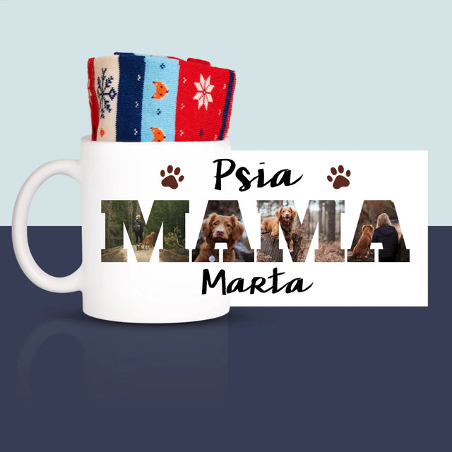 Slovo Z Fotografií: Psia Mama Z Fotografií - Zimné Ponožky V Hrnčeku