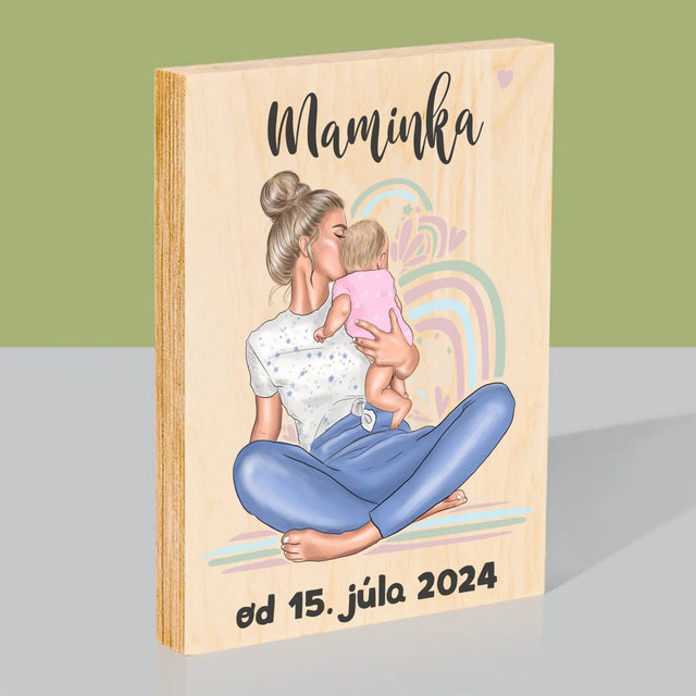 Tvorenie Postavy: Mladá Mama - Tlač Na Drevo (Vertikálne)