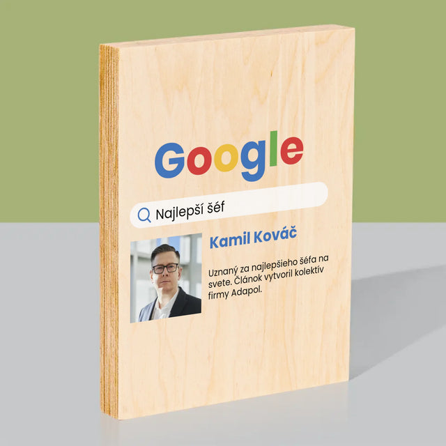 Fotografia A Podpis: Najlepší Šéf Výsledky Google - Tlač Na Drevo (Vertikálne)