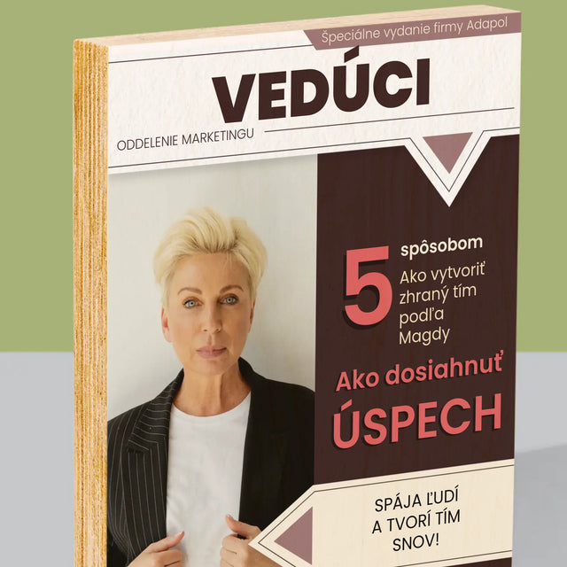 Obálka Časopisu: Vedúci - Tlač Na Drevo (Vertikálne)