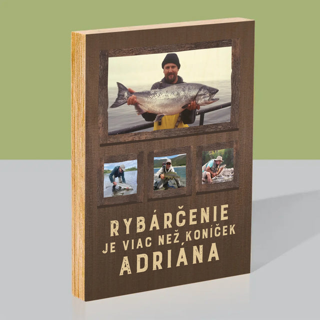 Fotokoláž: Rybárčenie - Tlač Na Drevo (Vertikálne)