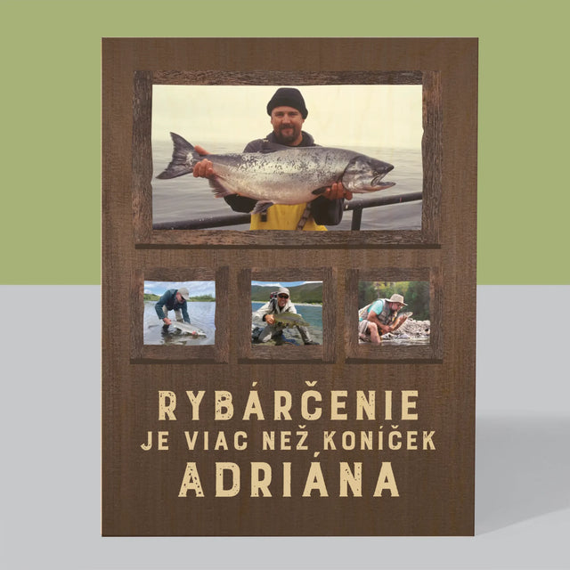 Fotokoláž: Rybárčenie - Tlač Na Drevo (Vertikálne)
