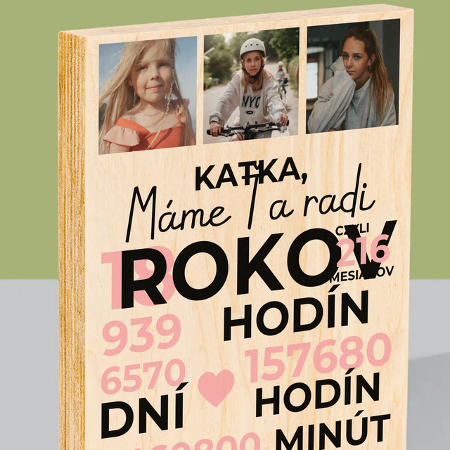 Fotokoláž: Máme Ťa Radi 18 Rokov - Tlač Na Drevo (Vertikálne)