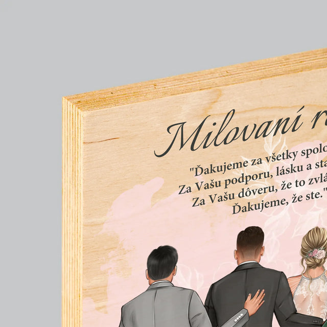 Tvorenie Postavy: Milovaní Rodičia, Ďakujeme - Tlač Na Drevo (Vertikálne)