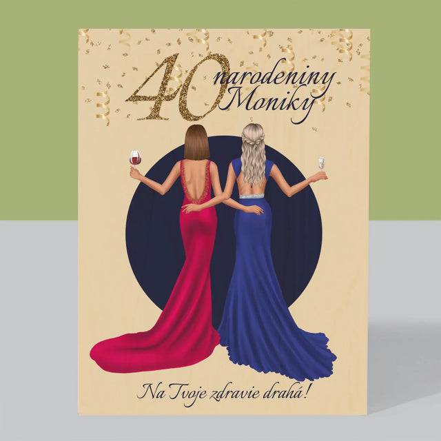 Tvorenie Postavy: 40. Narodeniny Kamarátky - Tlač Na Drevo (Vertikálne)