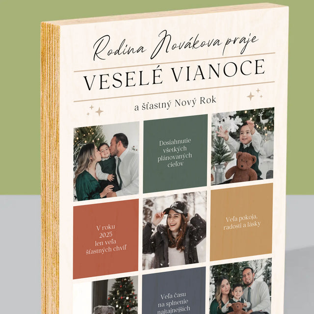 Fotokoláž: Veselé Vianoce Venovanie - Tlač Na Drevo (Vertikálne)