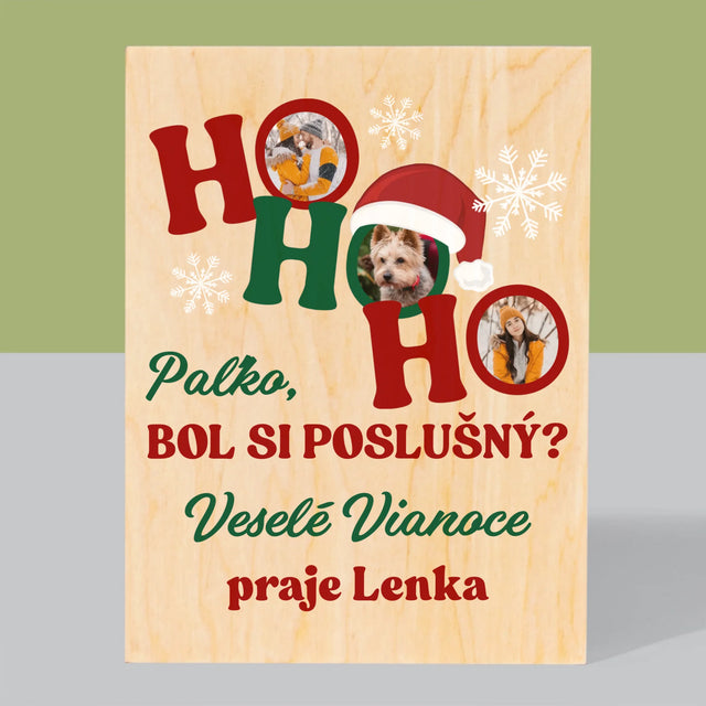 Fotokoláž: Ho Ho Ho - Tlač Na Drevo (Vertikálne)