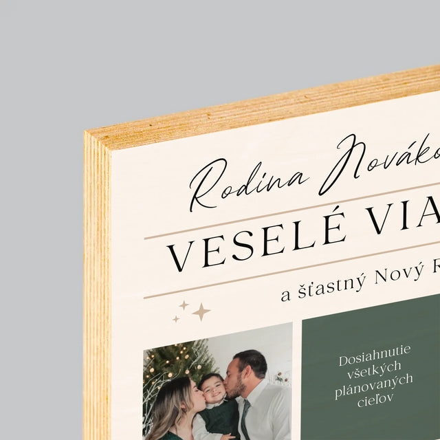 Fotokoláž: Veselé Vianoce Venovanie - Tlač Na Drevo (Vertikálne)