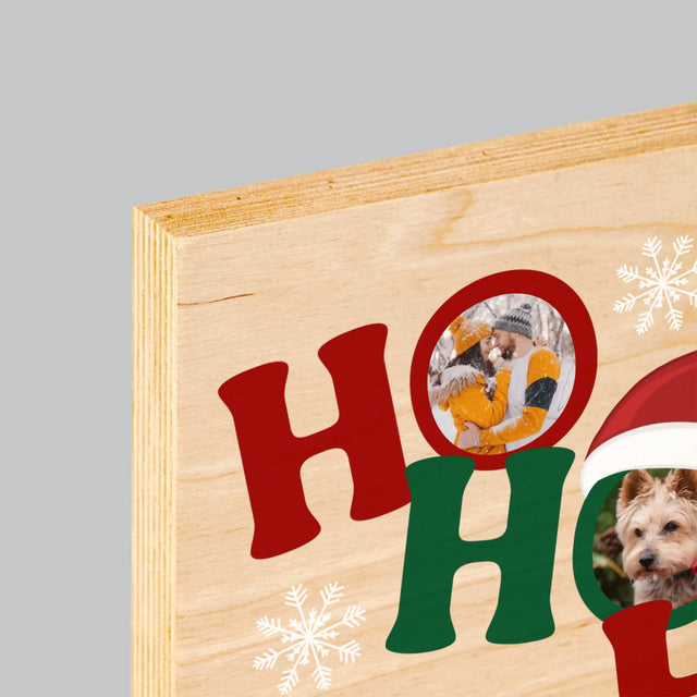 Fotokoláž: Ho Ho Ho - Tlač Na Drevo (Vertikálne)