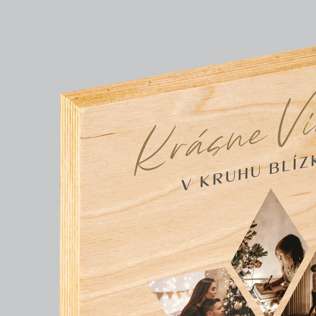 Fotokoláž: Krásne Vianoce Hviezda - Tlač Na Drevo (Vertikálne)