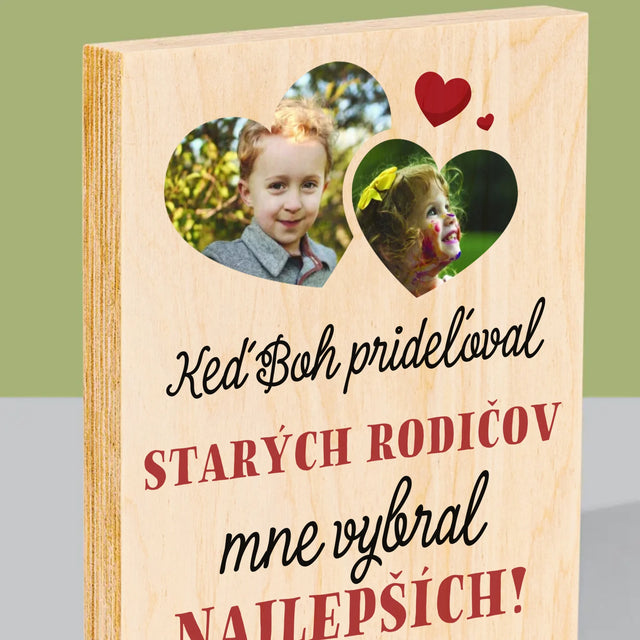 Fotokoláž: Keď Boh Prideľoval Starých Rodičov - Tlač Na Drevo (Vertikálne)