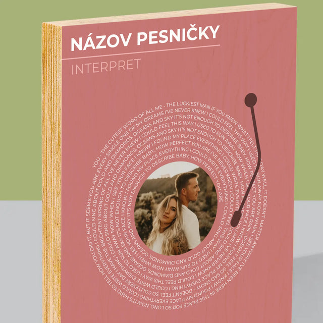 Fotografia A Podpis: Naša Pesnička Vinylová Platňa - Tlač Na Drevo (Vertikálne)