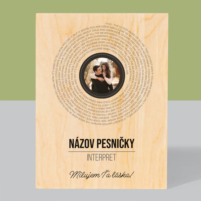 Fotografia A Podpis: Text Piesničky Na Cd-Čku - Tlač Na Drevo (Vertikálne)