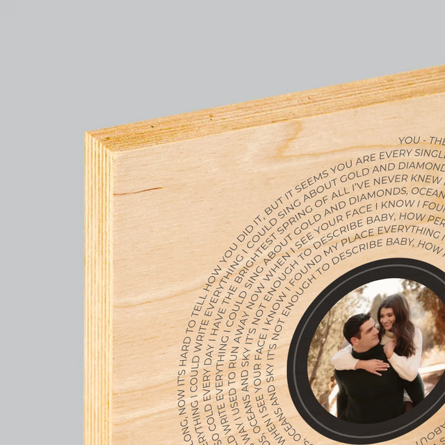 Fotografia A Podpis: Text Piesničky Na Cd-Čku - Tlač Na Drevo (Vertikálne)