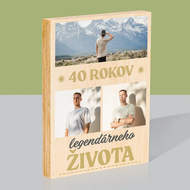 Fotokoláž: 40 Rokov Legendárneho Života - Tlač Na Drevo (Vertikálne)