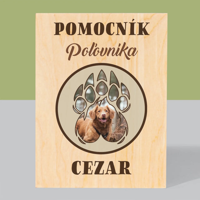 Tvar Z Fotografií: Pomocník Poľovníka - Tlač Na Drevo (Vertikálne)