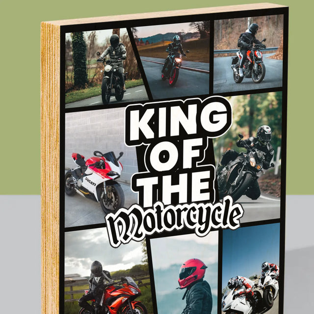 Fotokoláž: King Of The Motorcycle - Tlač Na Drevo (Vertikálne)