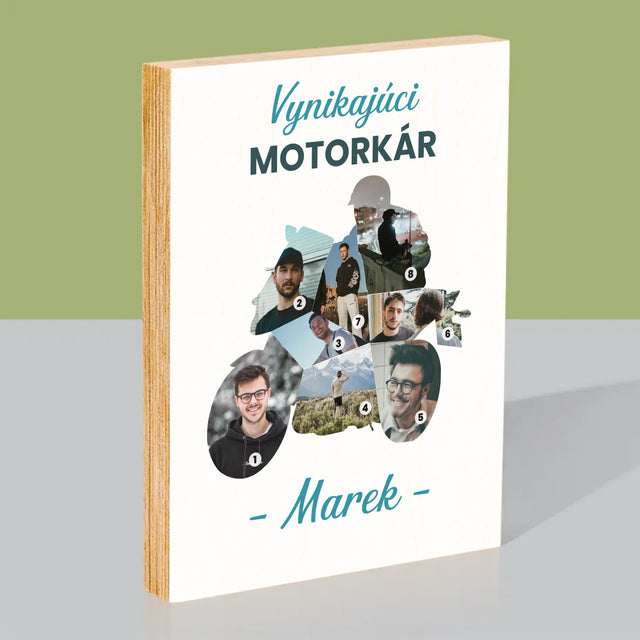 Tvar Z Fotografií: Vynikajúci Motorkár - Tlač Na Drevo (Vertikálne)