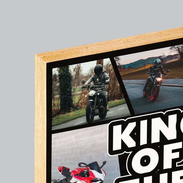 Fotokoláž: King Of The Motorcycle - Tlač Na Drevo (Vertikálne)
