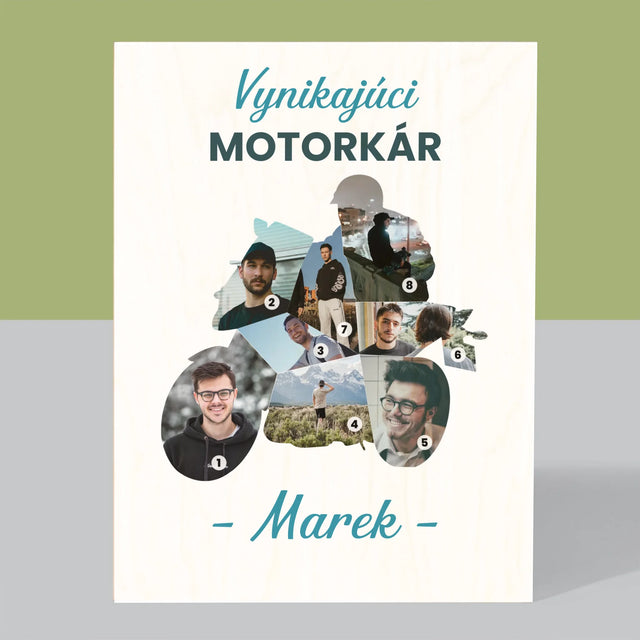 Tvar Z Fotografií: Vynikajúci Motorkár - Tlač Na Drevo (Vertikálne)