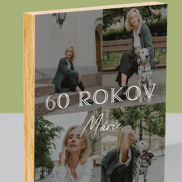 Fotokoláž: 60 Rokov Klasický - Tlač Na Drevo (Vertikálne)